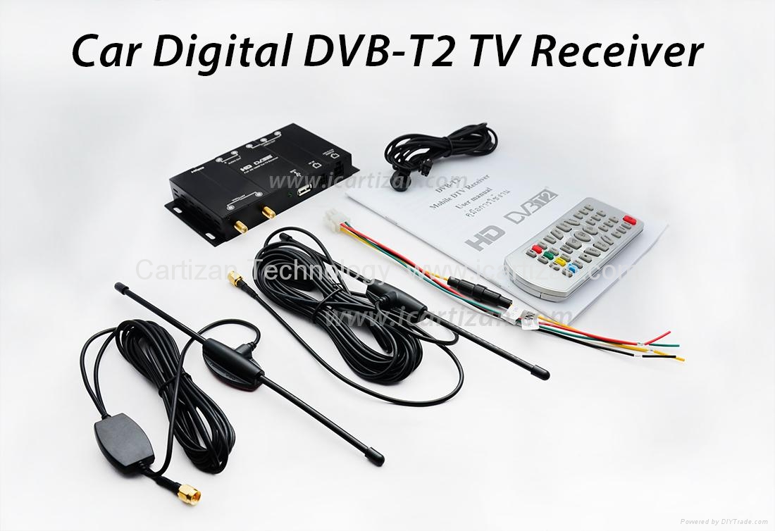 Dual Tuner Car DVBT2 Digital TV Tuner TVDD2R11 (China Manufacturer