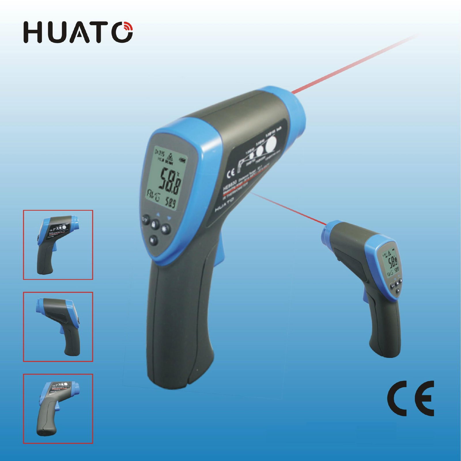 Industrial digital Infrared Thermometer Data Logger HE8830 HUATO