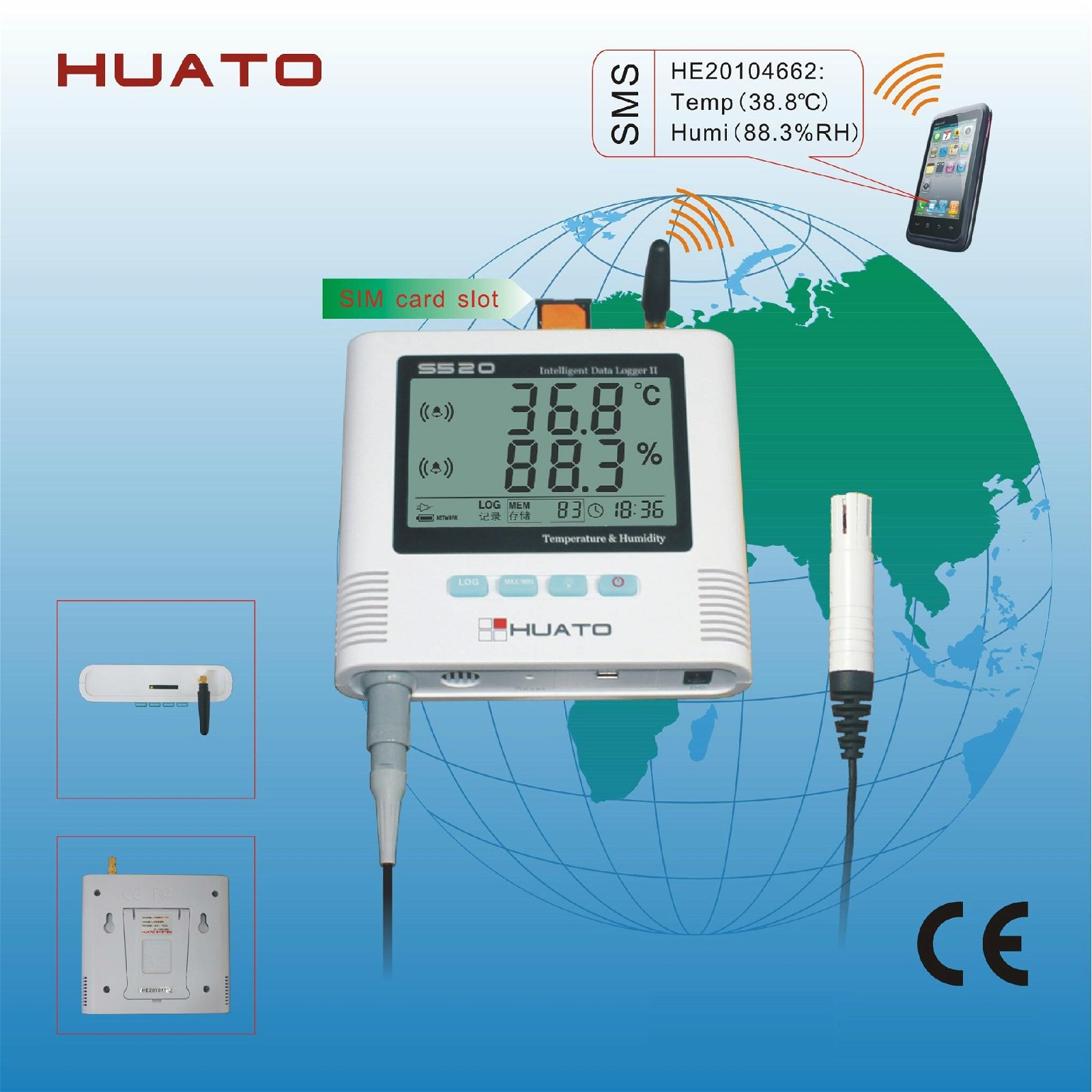 GSM Alarm Temperature Humidity Data Logger SMS Message
