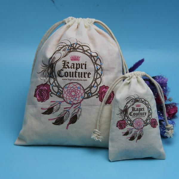 wholesale custom made cotton drawstring bag with logo printed   4