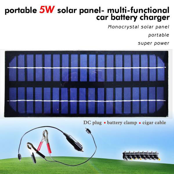 PET portable 5W solar panel multi-functional car battery charger 2