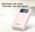 DOCA D563 10000mah power bank showing time and Alarm function 2