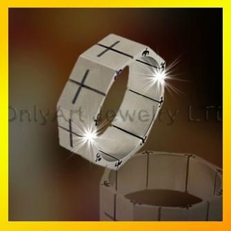 shiny polished  best service stainless steel cross ring 2