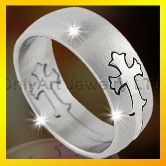 religious accessary cross engraved steel ring