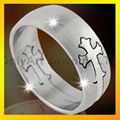 religious accessary cross engraved steel ring