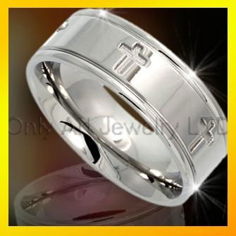 religious accessary cross engraved steel ring 2