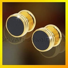 Top quality fashion gold plating fashion cufflinks and stud set for men