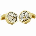 Gold plated clock movement cuff links