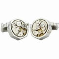 Gold plated clock movement cuff links logo engrave available watch movement cuff 2