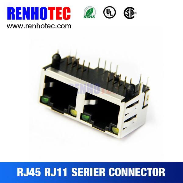 Multi-Port 8 pin pcb RJ45 Connector 