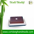 Spun bamboo tray with hold handle (
