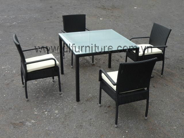 dining chair and top glass dining table with aluminum frame armchair rattan  5