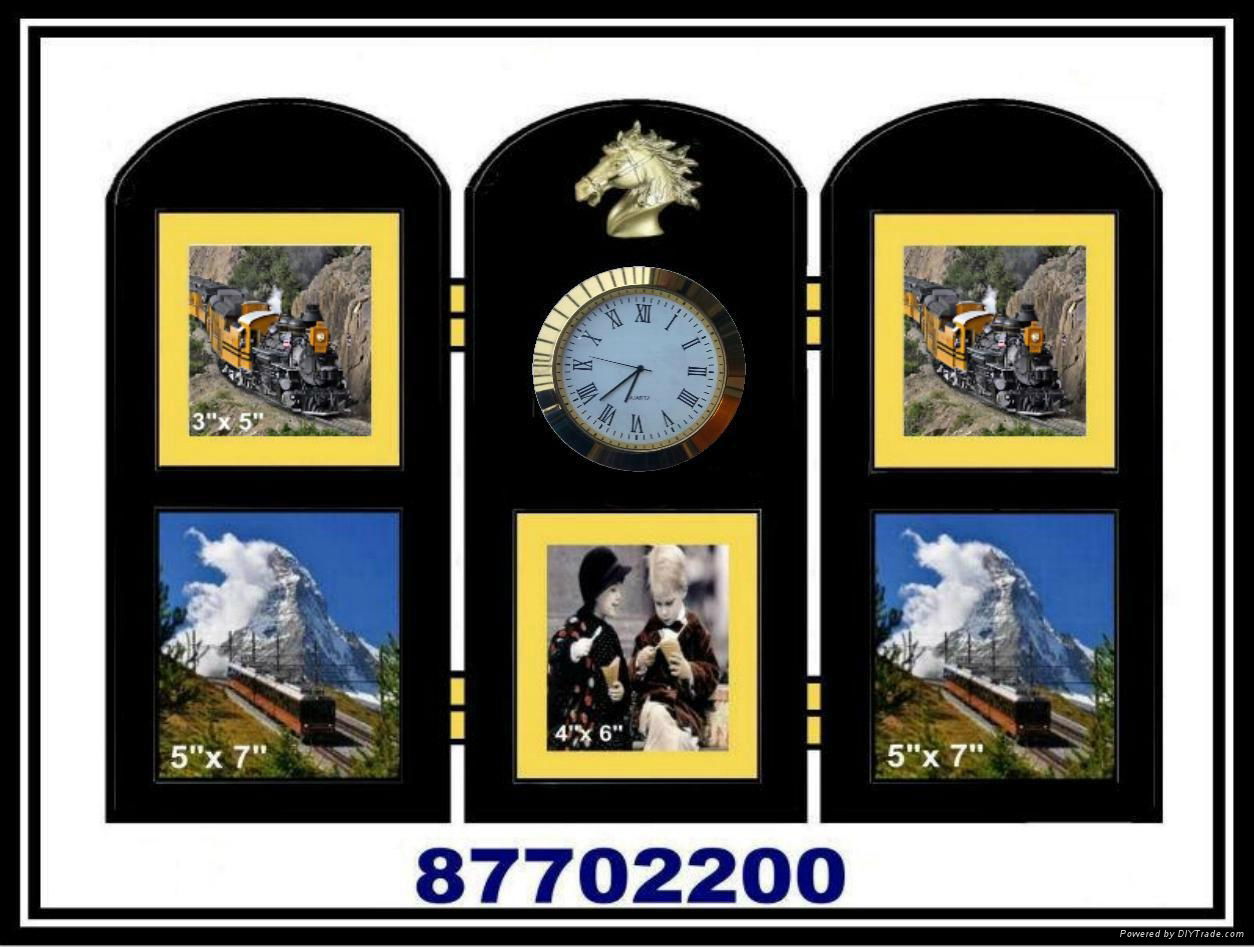 Wood Screen Photo Frame with Clock