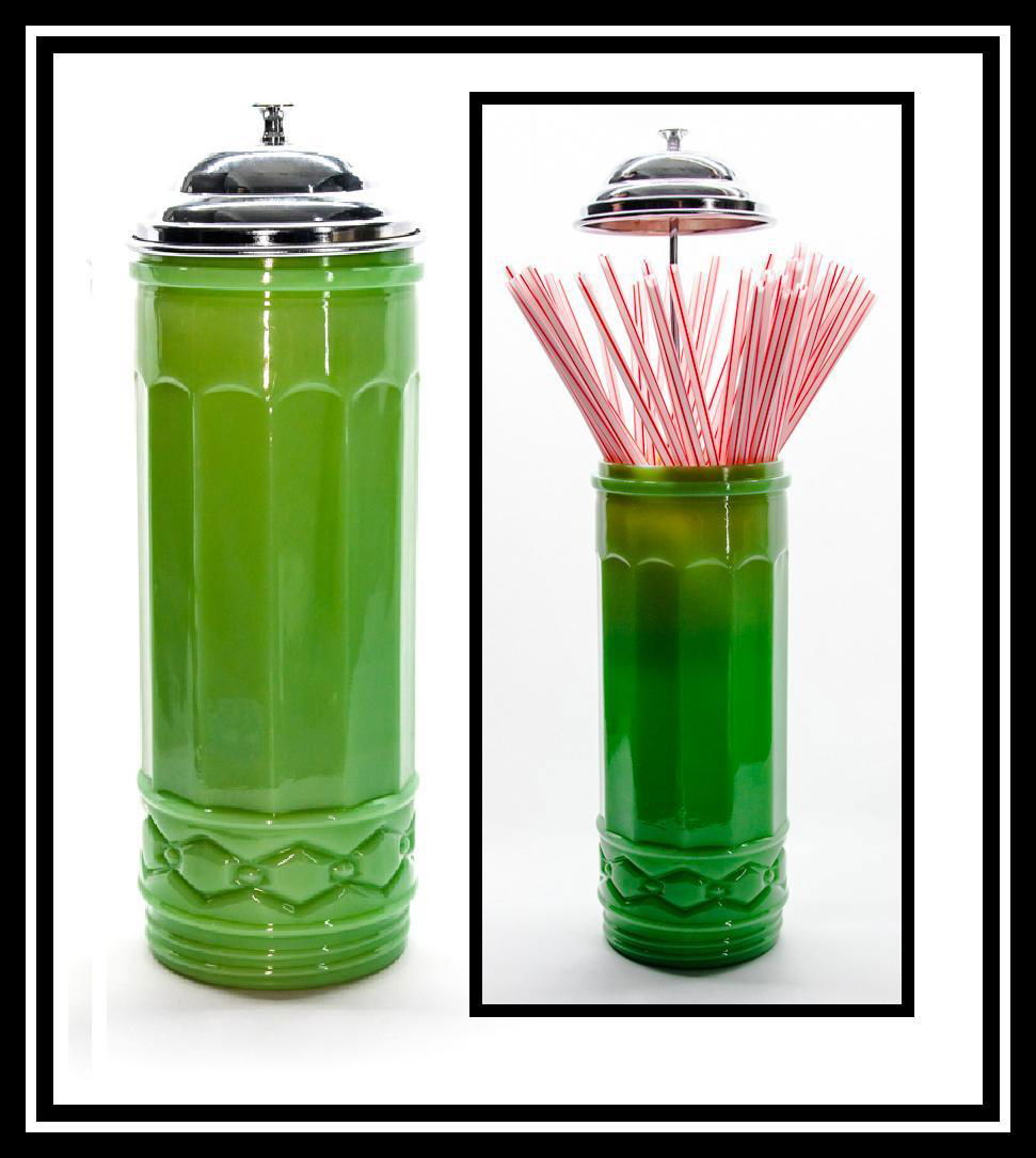 Glass Drink Straws Dispenser with Metal Lid 2