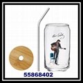 Glass Drink Straws Dispenser with Metal Lid