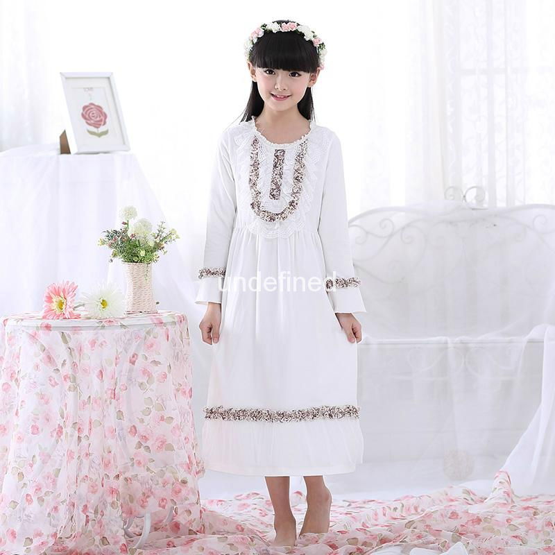 Spring Autumn Kids Sleepwear Sleeping Dress long Cotton Pajamas Children Pijama