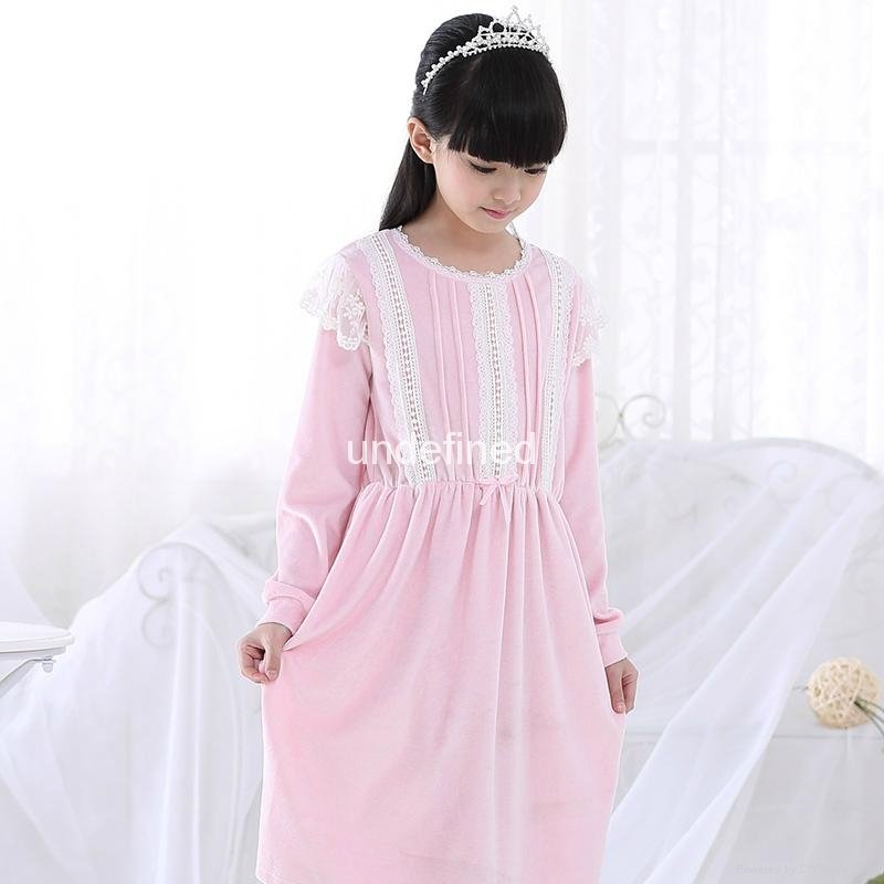 Cotton Nightgown Princess Nightdress Royal pijama Sleepwear Long White girl kids 1