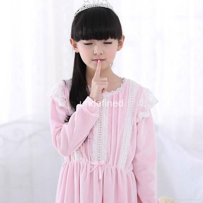 Cotton Nightgown Princess Nightdress Royal pijama Sleepwear Long White girl kids 4