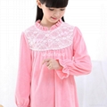 Nightgown Sleepwear Girls Long Sleeve Flannel Pajamas Children Lace Pijamas Swee 3