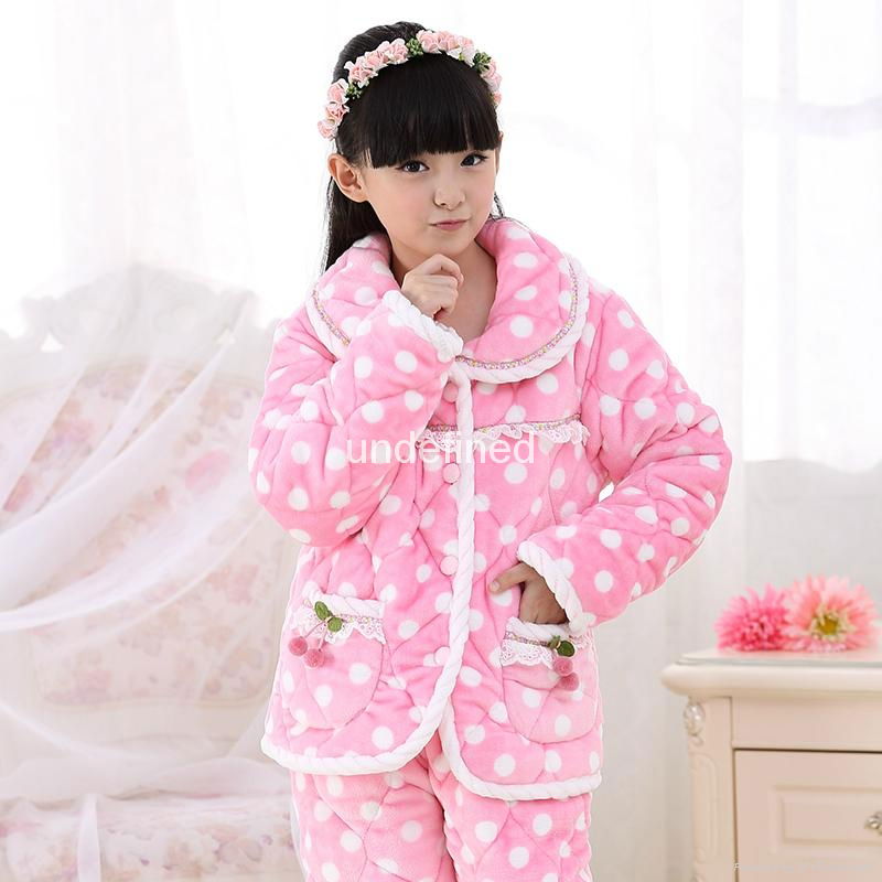 Children's pajamas set three layer  Winter thicken warm Pijamas Suit Home Sleepw