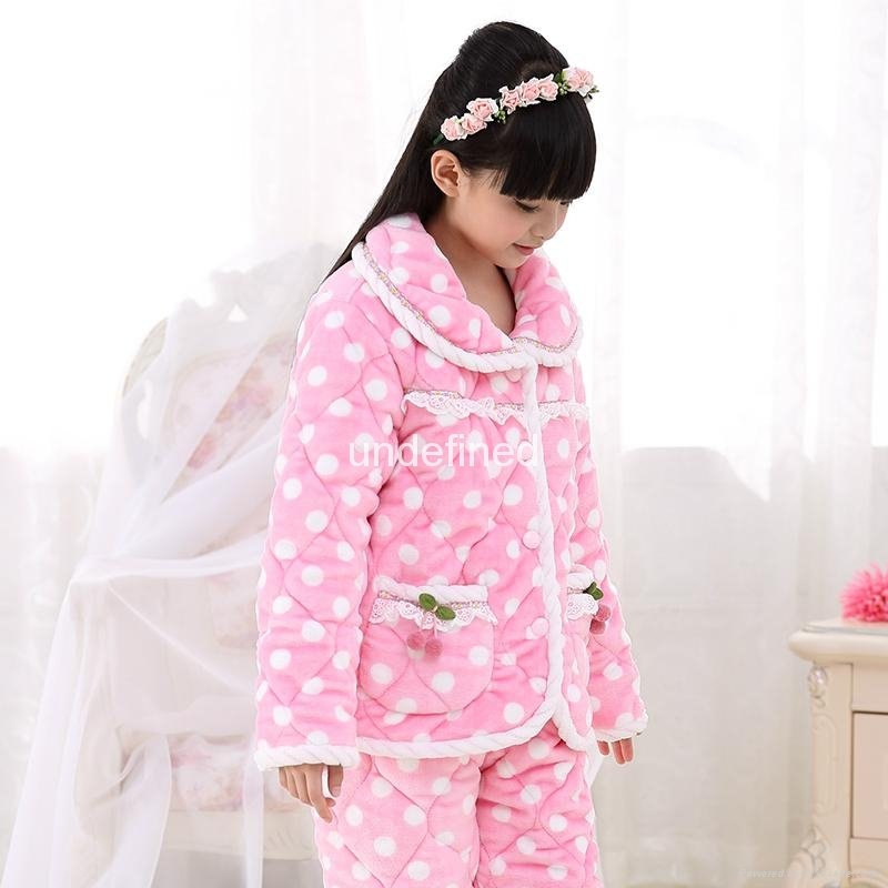 Children's pajamas set three layer  Winter thicken warm Pijamas Suit Home Sleepw 3