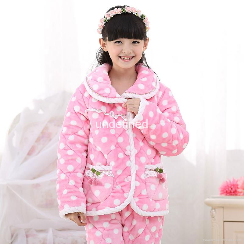 Children's pajamas set three layer  Winter thicken warm Pijamas Suit Home Sleepw 4