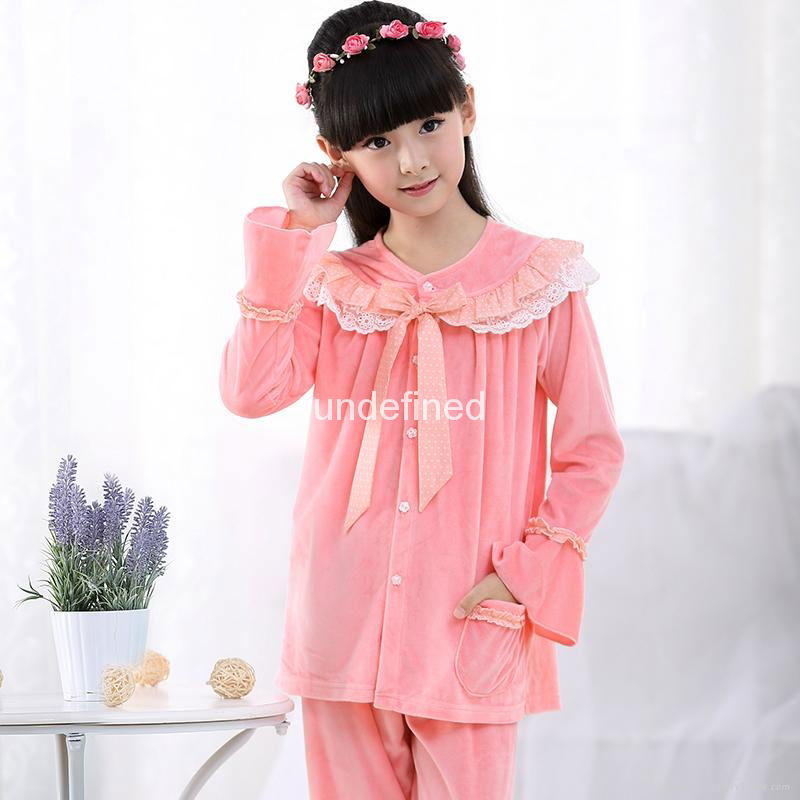  Children high quality Pijamas Flannel Princess pyjama Set 2