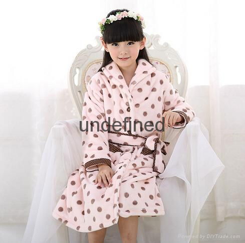 Grey White Polka Dot children's Sleep Lounge Robe 3