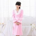 Girls Vintage Princess long sleeve soft coral fleece kids pijama lace nightgown 3