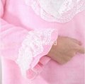 Girls Vintage Princess long sleeve soft coral fleece kids pijama lace nightgown 5