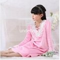 Girls Vintage Princess long sleeve soft coral fleece kids pijama lace nightgown 4