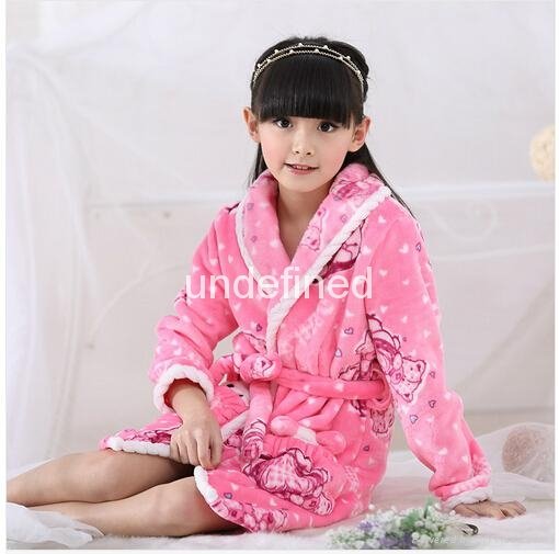 New winter Children warm robe bathrobe girl coral flannel robe kids home wear cl 3
