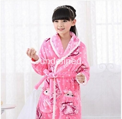 New winter Children warm robe bathrobe girl coral flannel robe kids home wear cl