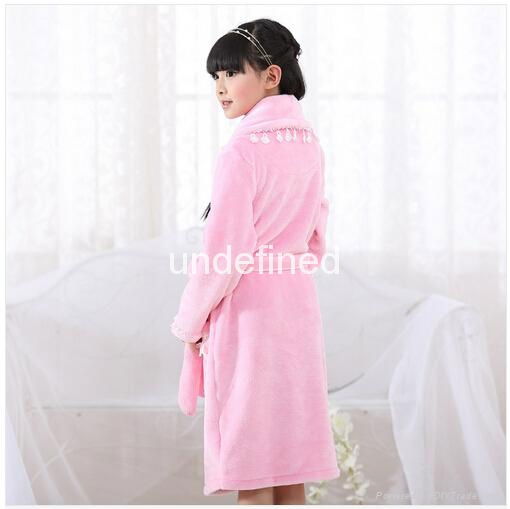 Pajamas bathrobe coral fleece long lovely high quality Princess flannel lace nig 2