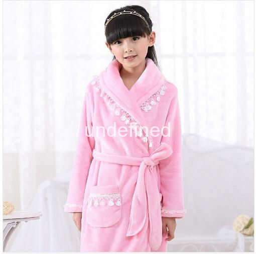 Pajamas bathrobe coral fleece long lovely high quality Princess flannel lace nig