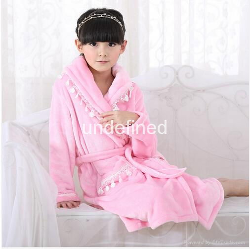 Pajamas bathrobe coral fleece long lovely high quality Princess flannel lace nig 4