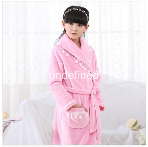 Pajamas bathrobe coral fleece long lovely high quality Princess flannel lace nig 5