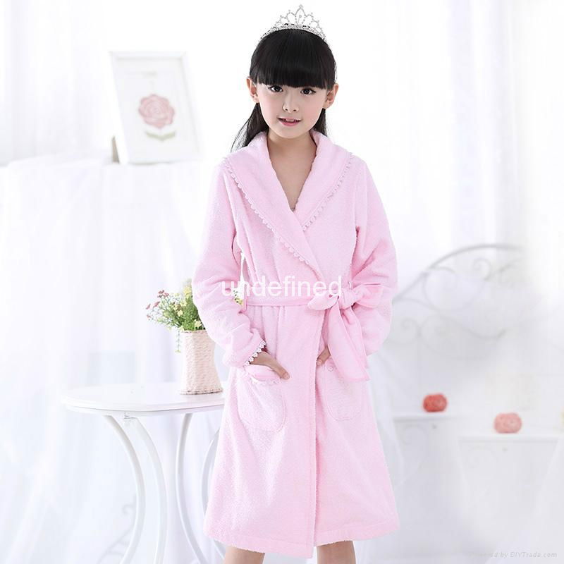 Girl  bathrobe coral fleece long high quality Princess flannel lace nig