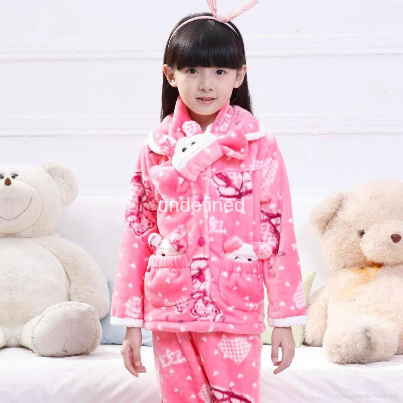 Children Warm Thicken Flannel pyjama set for kids 4