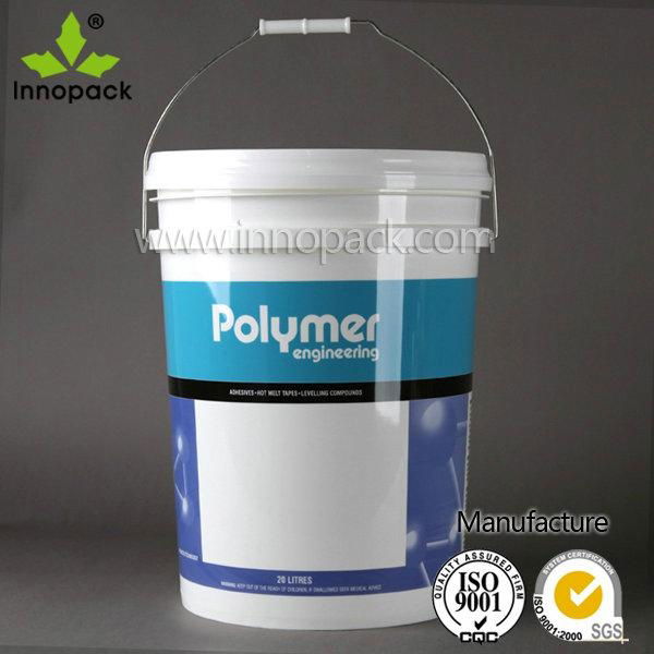 20L food grade white printed PP plastic pail for food, water, paint  4