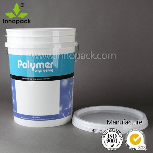 20L food grade white printed PP plastic pail for food, water, paint  2