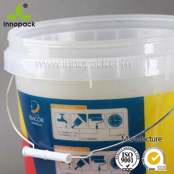 20L transparent printed plastic packaging bucket for food