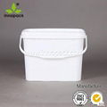 9L rectangular plastic pail with plastic lid and handle  4