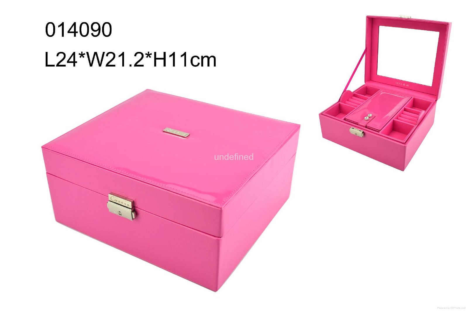 High grade pink PU jewelry box with ring set small pouch inside sold in Shantou