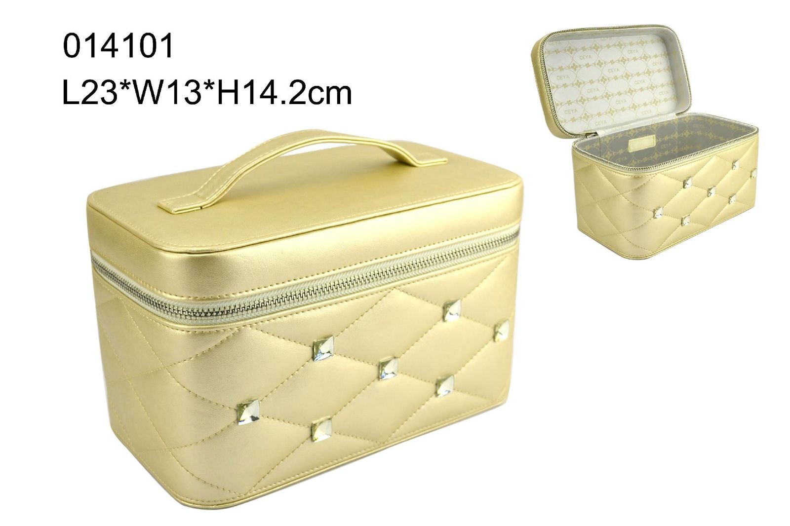 Trade assurance 2015 good quality ivory PU leather cosmetic box