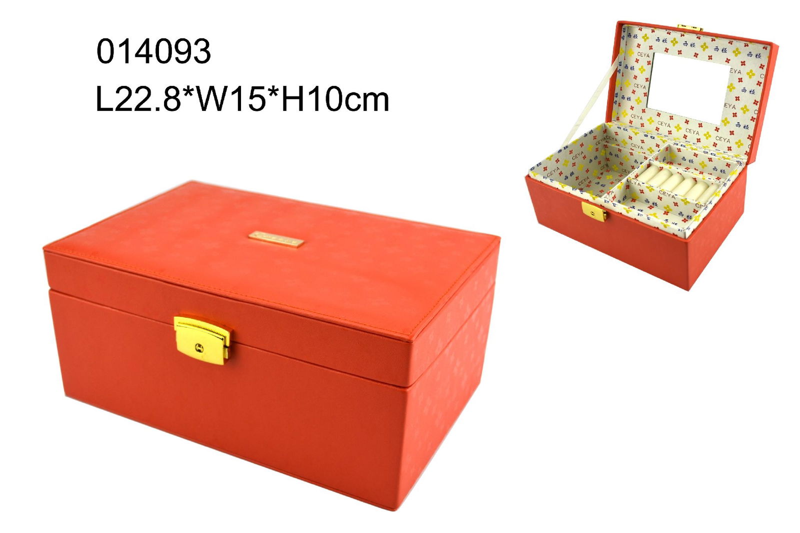 Red PU leather jewelry box with custom-made logo