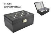 Delicate black PU jewelry box with metal lock for closure made in Shantou