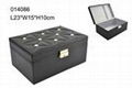 Delicate black PU jewelry box with metal lock for closure made in Shantou