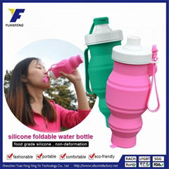 Antibacterial Silicone Folding Flexible Sports Running Water Bottles