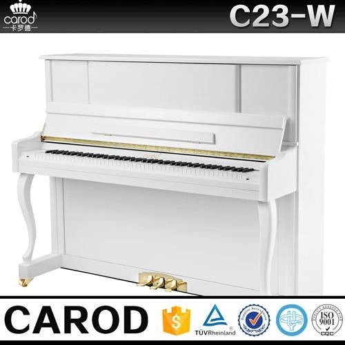 white upright piano C23W